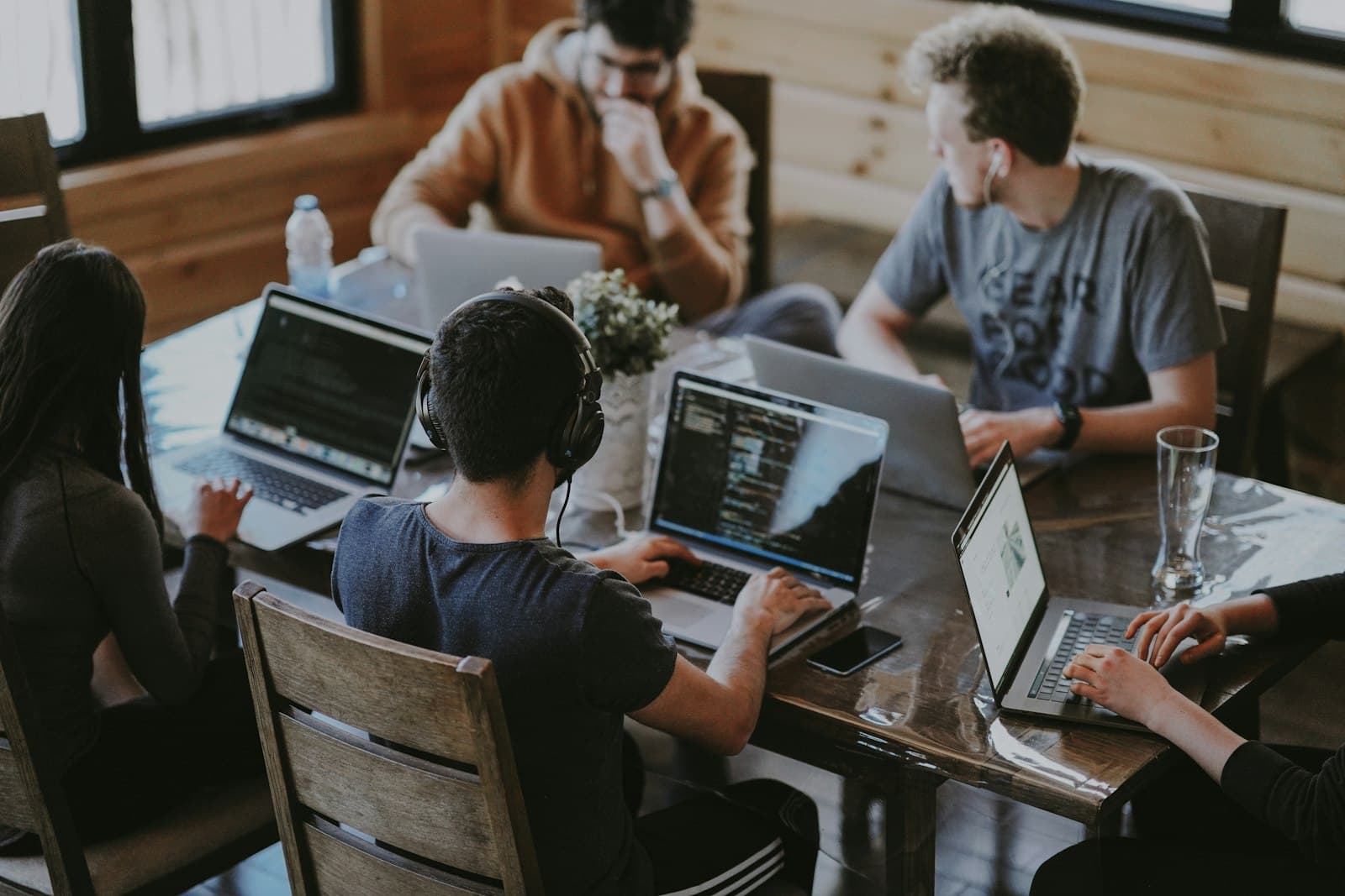 A team collaborating in a modern office